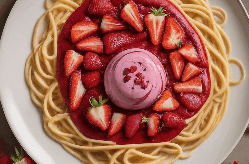 Erdbeer Spaghetti Eis Torte