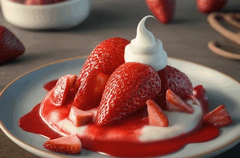 Erdbeeren-Schneiden-–-Vanillecremedessert-Mit-Erdbeeren Erdbeeren Schneiden – Vanillecremedessert Mit Erdbeeren