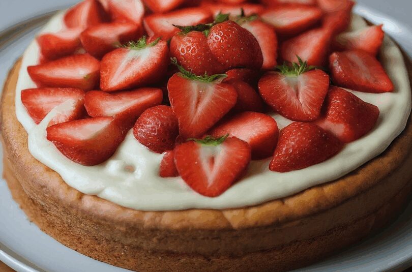 Erdbeerkuchen – Erdbeerkuchen mit Schmand-Vanillecreme