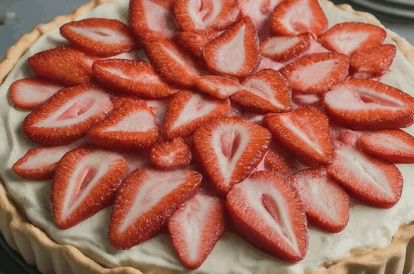 Erdbeerkuchen-–-Erdbeerkuchen-mit-Schmand-Vanillecreme Erdbeerkuchen – Erdbeerkuchen mit Schmand-Vanillecreme