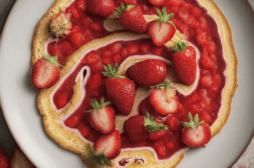 Evas Raffinierte Biskuitroulade mit Erdbeeren