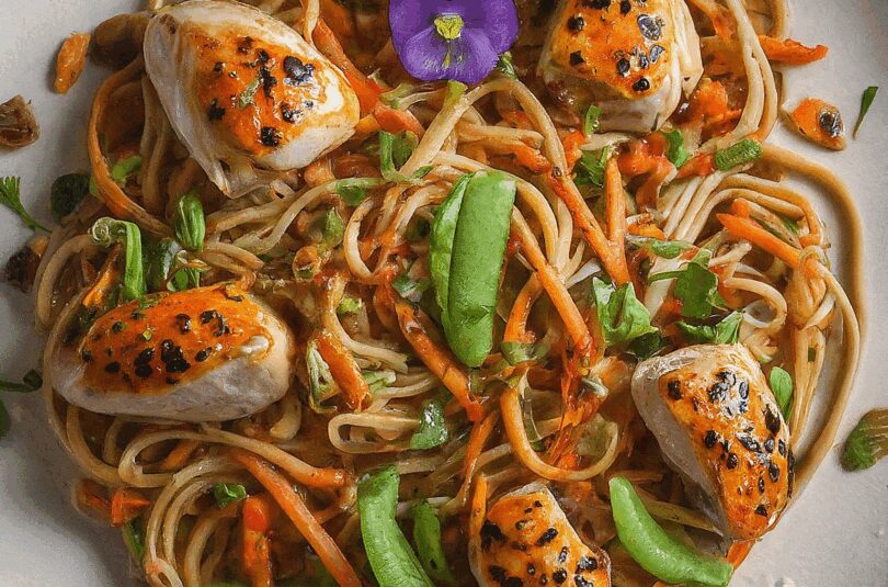 Gebratene-Asia-Noodles-mit-Haehnchen Gebratene Asia Noodles mit Hähnchen