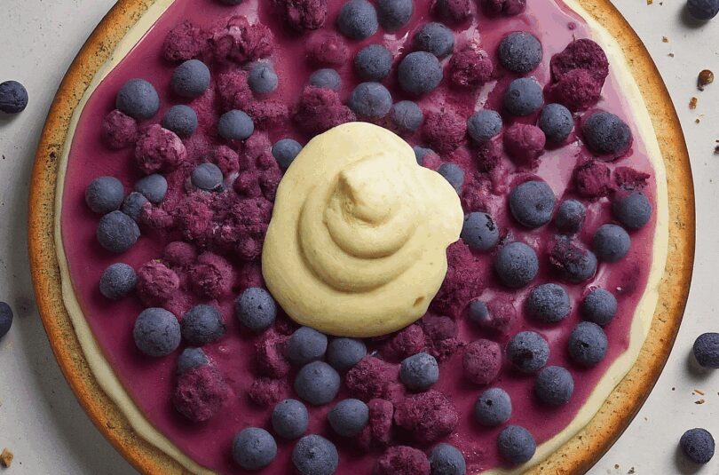 Heidelbeerkuchen mit Vanillepudding