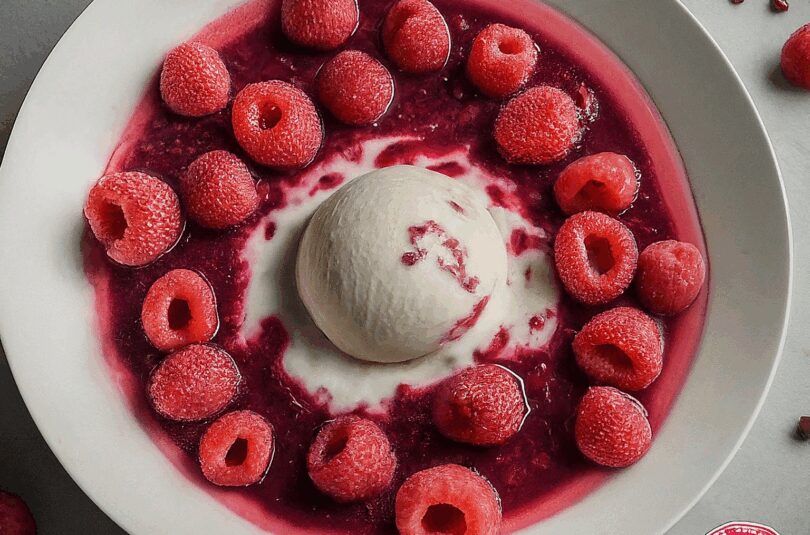 Heiße Himbeeren – Vanilleeis mit heißen Himbeeren