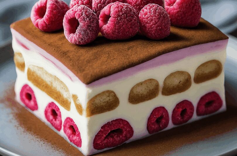 Himbeer-Tiramisu mit gefrorenen Himbeeren und Mascarpone – Köstliches Himbeer Tiramisu