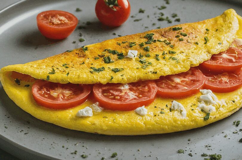Kalorienarmes-Omelett-mit-Kaese-und-Tomaten Kalorienarmes Omelett mit Käse und Tomaten