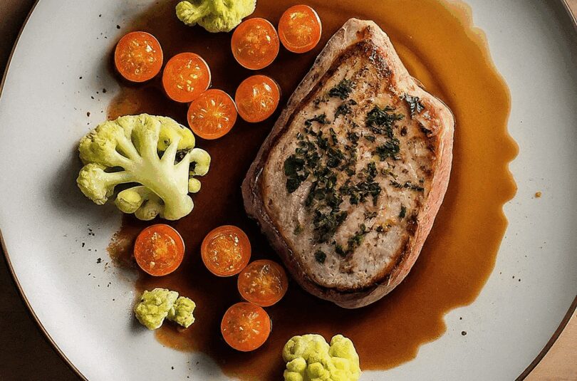 Knurrhahnfilet – Knurrhahnfilets auf der Haut gebraten mit Schmortomaten & Blumenkohl
