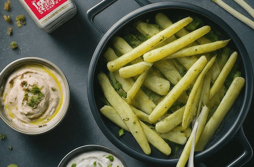 Knusprige Zwiebelblüten mit Dips