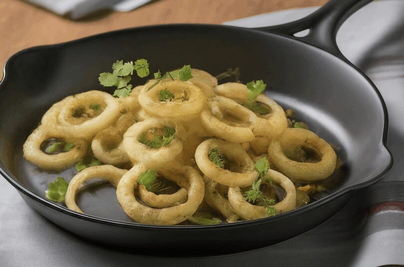 Knusprige Zwiebelringe aus der Heißluftfritteuse