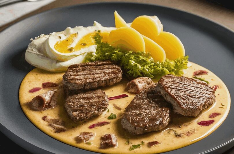 Minutensteaks vom Schwein in cremiger Frischkäse-Sahnesauce