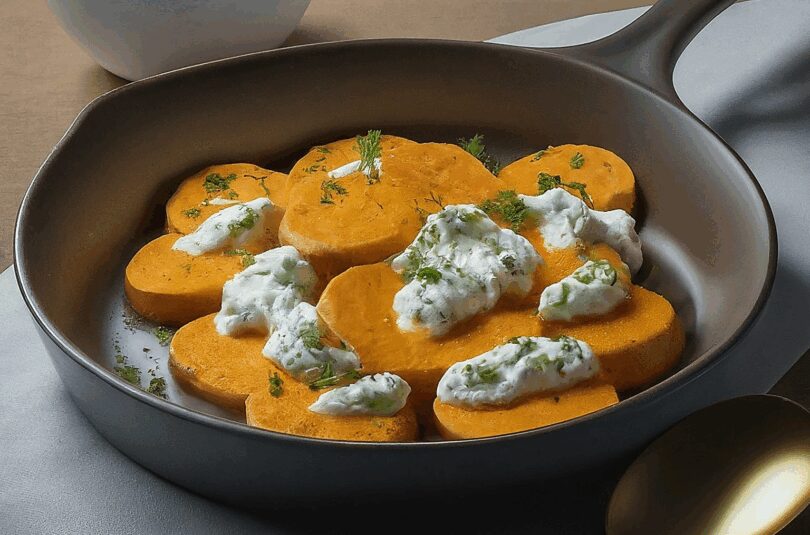 Ofen-Suesskartoffeln-mit-Ziegenkaese-Quark Ofen Süßkartoffeln mit Ziegenkäse-Quark