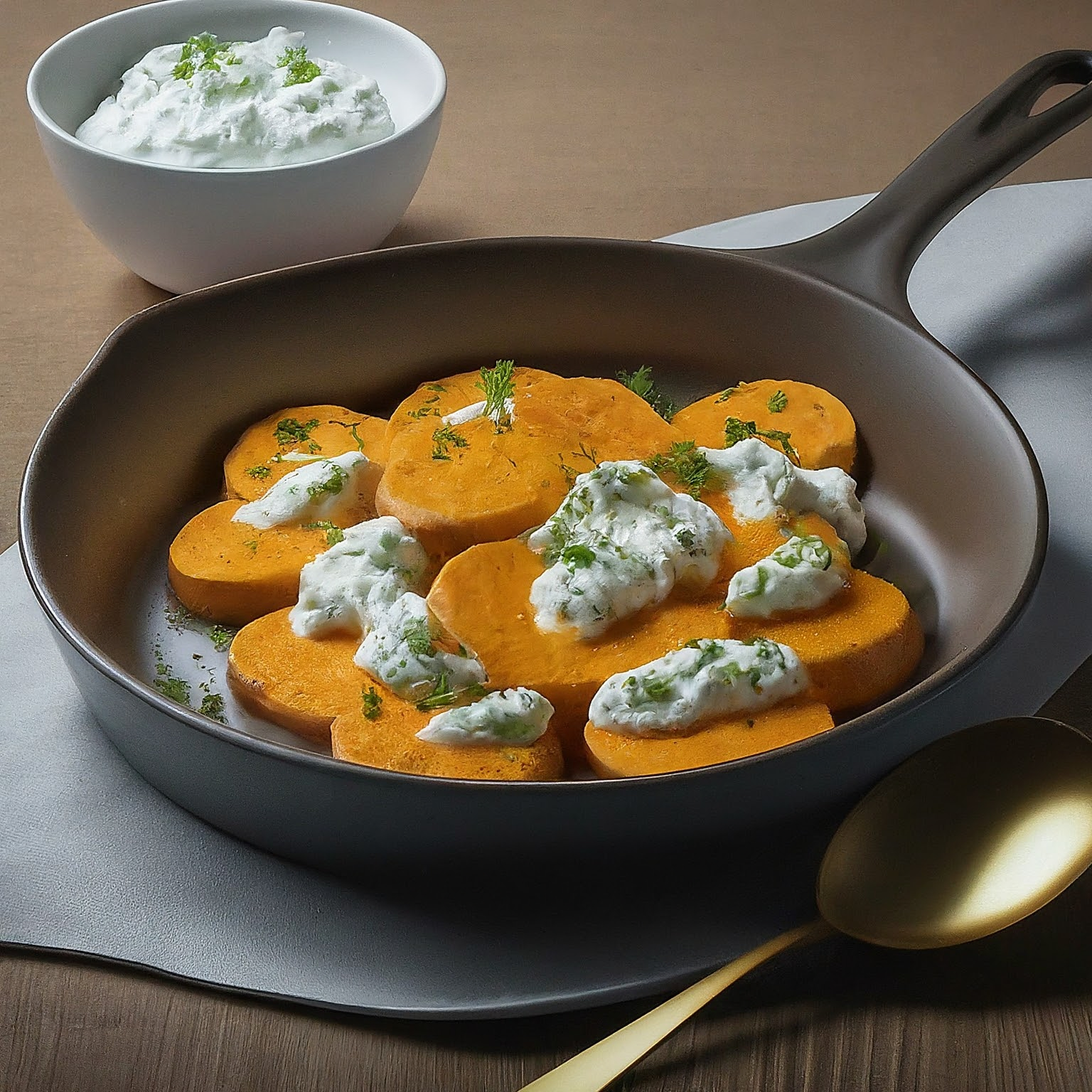 Ofen-Suesskartoffeln-mit-Ziegenkaese-Quark Ofen Süßkartoffeln mit Ziegenkäse-Quark