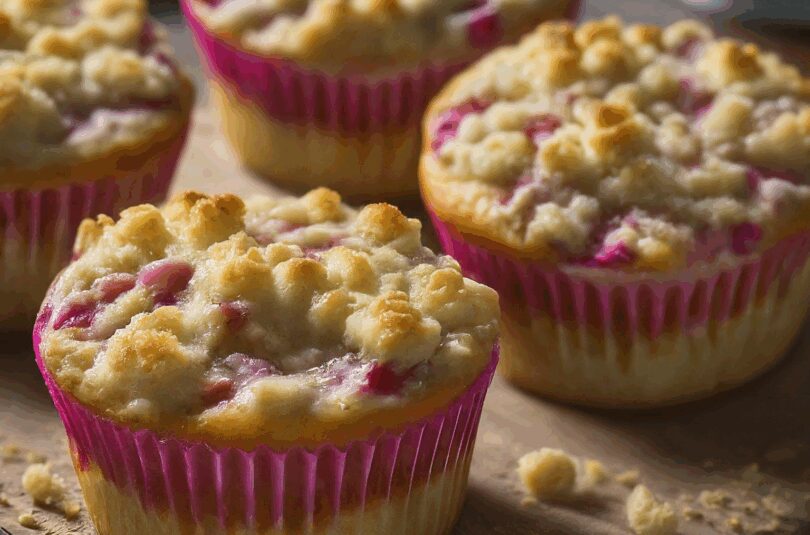 Rhabarbermuffins-mit-Streuseln Rhabarbermuffins mit Streuseln