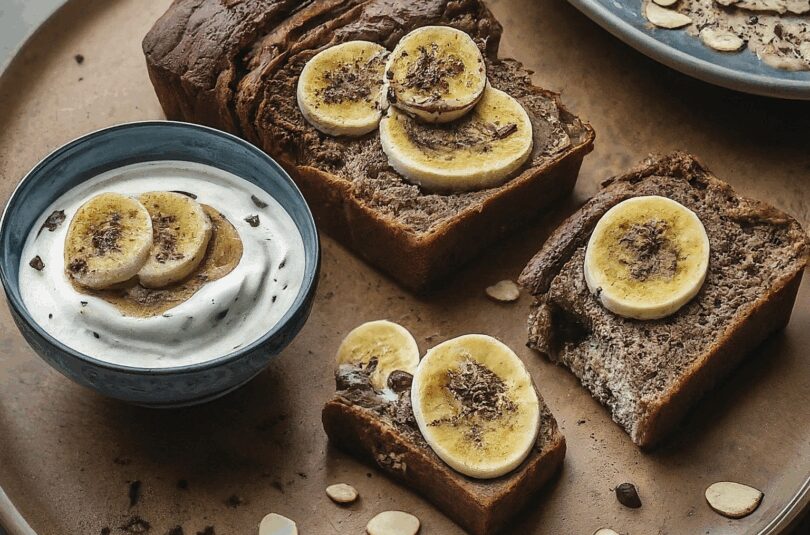Schoko Bananenbrot mit Joghurt