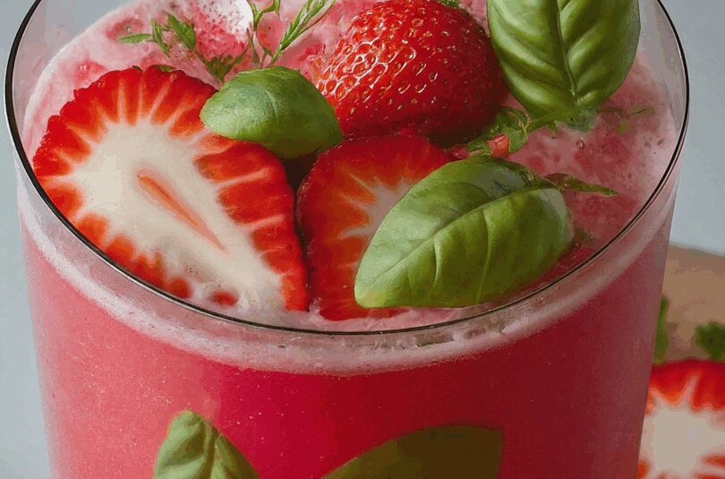 Sommerlicher Erdbeer-Basilikum-Cocktail