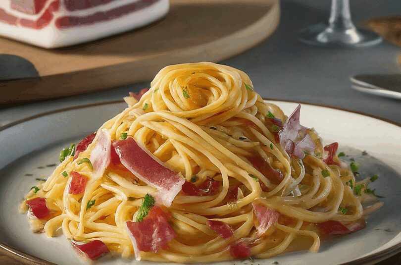 Spaghetti Auflauf mit Speck