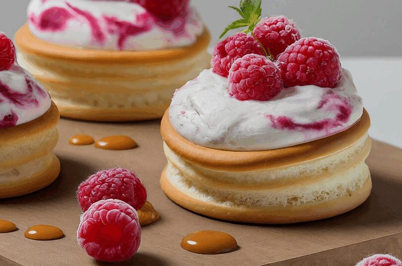 Thermomix-Eis-mit-Gefrorenen-Fruechten-–-Mini-Windbeutel-mit-Milchmaedchen-Quarkcreme-und-Himbeeren Thermomix Eis mit Gefrorenen Früchten – Mini-Windbeutel mit Milchmädchen-Quarkcreme und Himbeeren