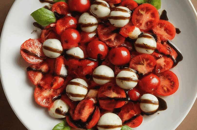 Tomaten Mozzarella Salat mit Balsamico Dressing