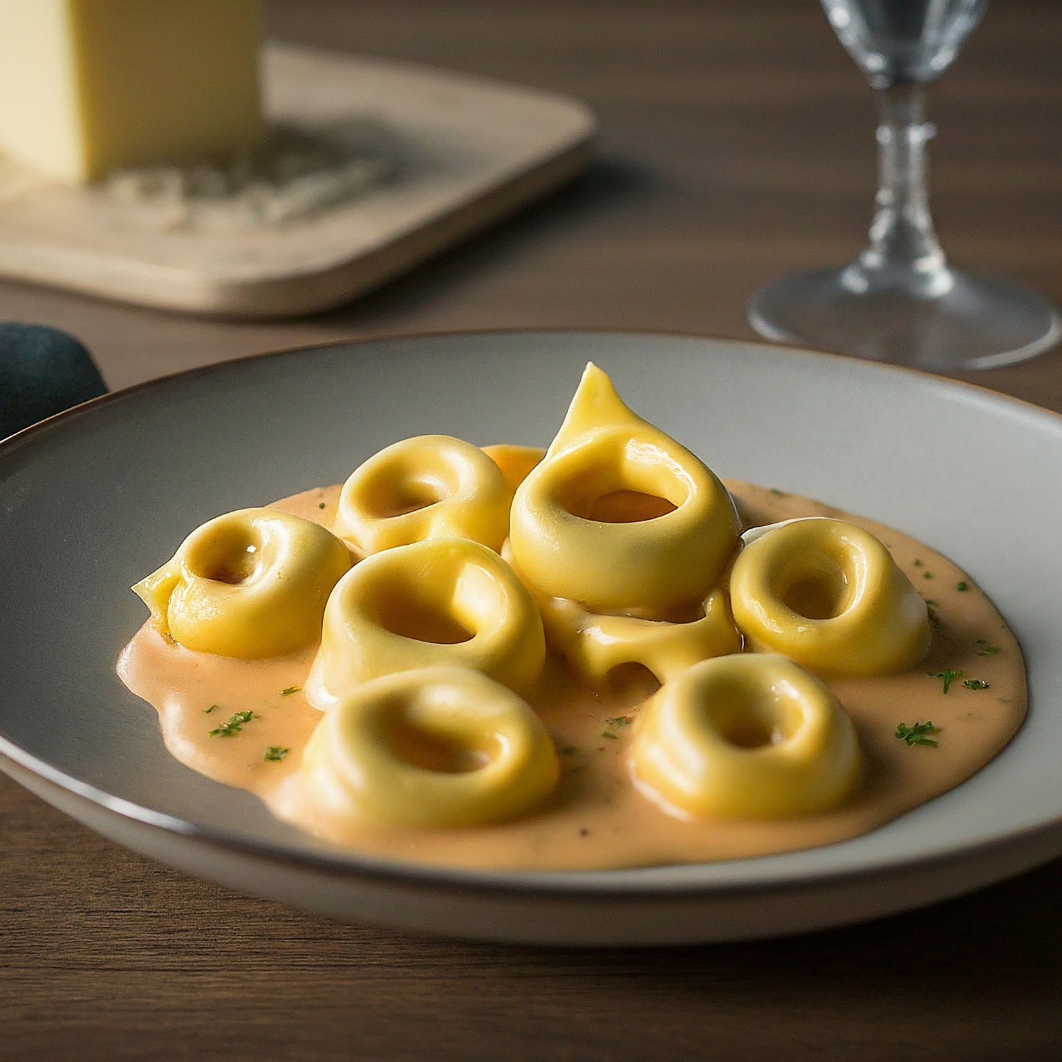 Tortellini-in-Kaese-Sahne-Sauce Tortellini in Käse-Sahne-Sauce
