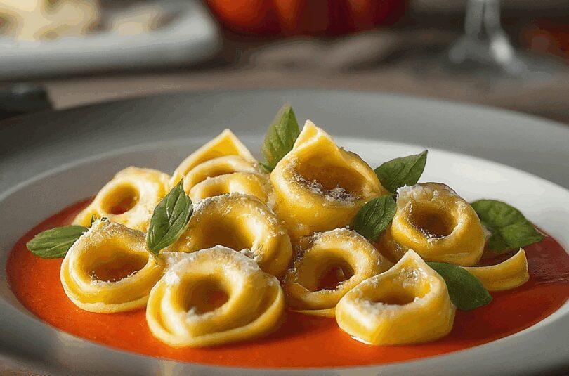 Tortellini mit Tomatensoße – Käse Tortellini mit Stückiger Tomatensoße
