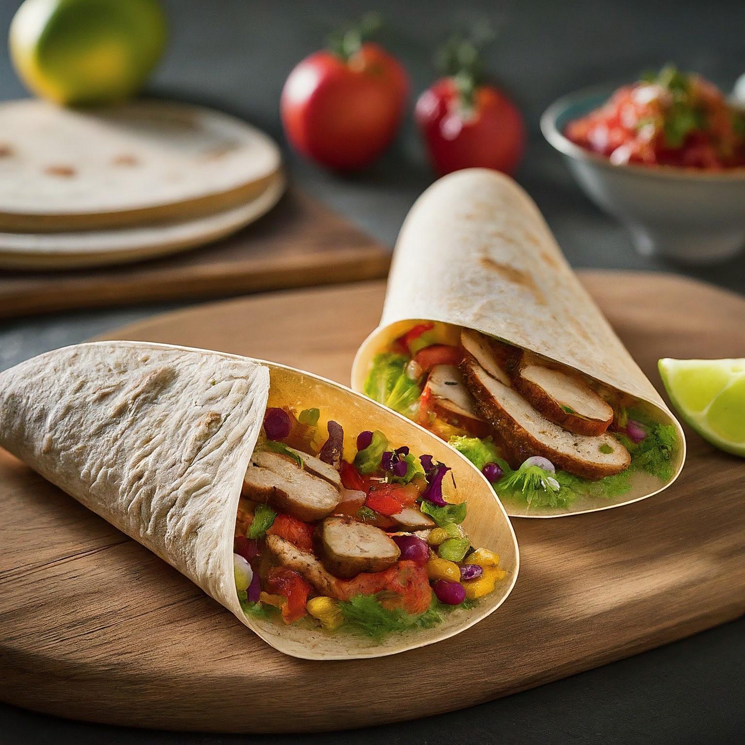 Tortilla-Wraps-mit-Haehnchenbrust-und-Salsa Tortilla Wraps mit Hähnchenbrust und Salsa