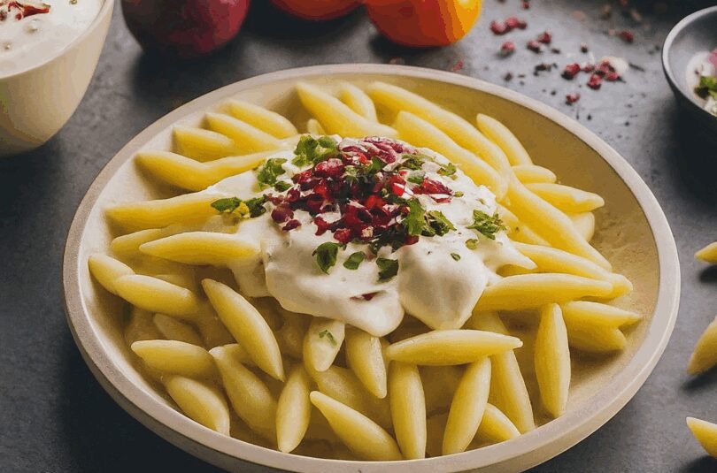 Tuerkische-Nudeln-mit-Knoblauchsauce-wie-im-Doener-Imbiss Türkische Nudeln mit Knoblauchsauce wie im Döner Imbiss