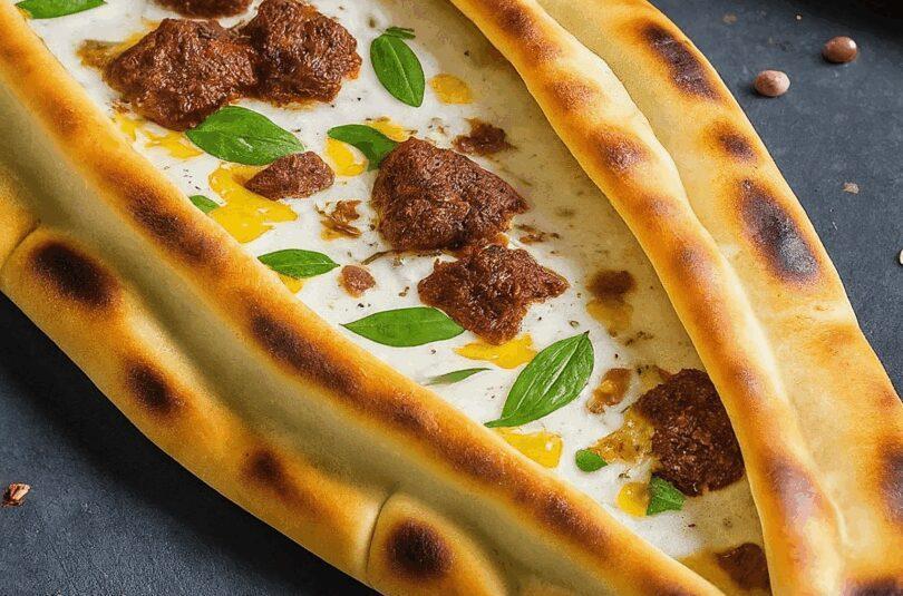 Türkische Pide mit Käse und Sucuk