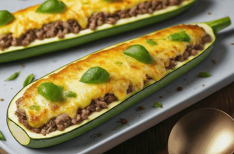 Überbackene Zucchini – Gefüllte Zucchini mit Hackfleisch und Käse