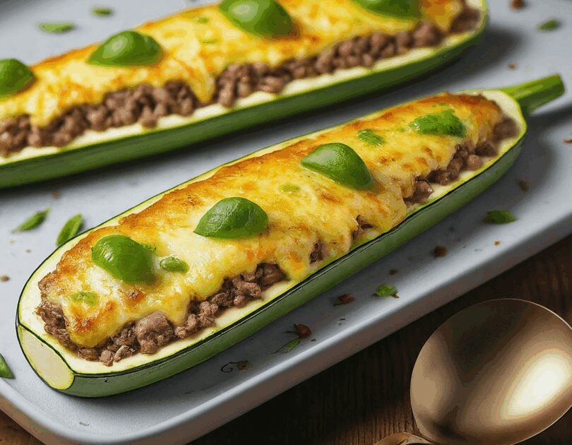Überbackene Zucchini – Gefüllte Zucchini mit Hackfleisch und Käse