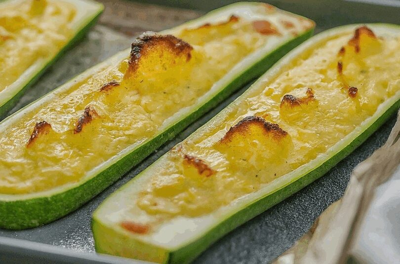 Überbackene Zucchini im Backofen – Gefüllte Zucchini aus dem Ofen