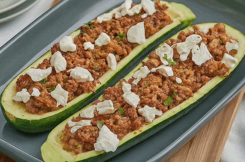 Überbackene Zucchini mit Hackfleisch und Feta – Gefüllte Zucchini mit Hackfleisch und Feta