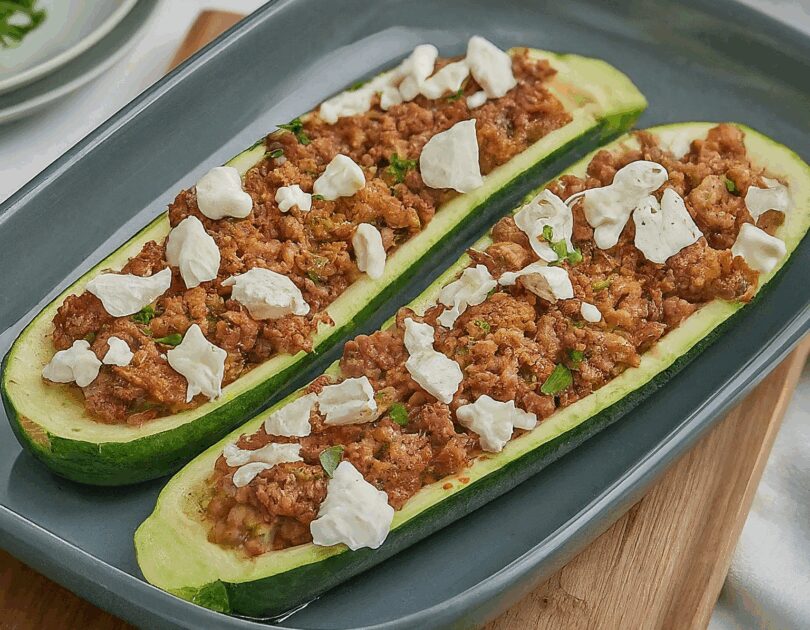 Überbackene Zucchini mit Hackfleisch und Feta – Gefüllte Zucchini mit Hackfleisch und Feta