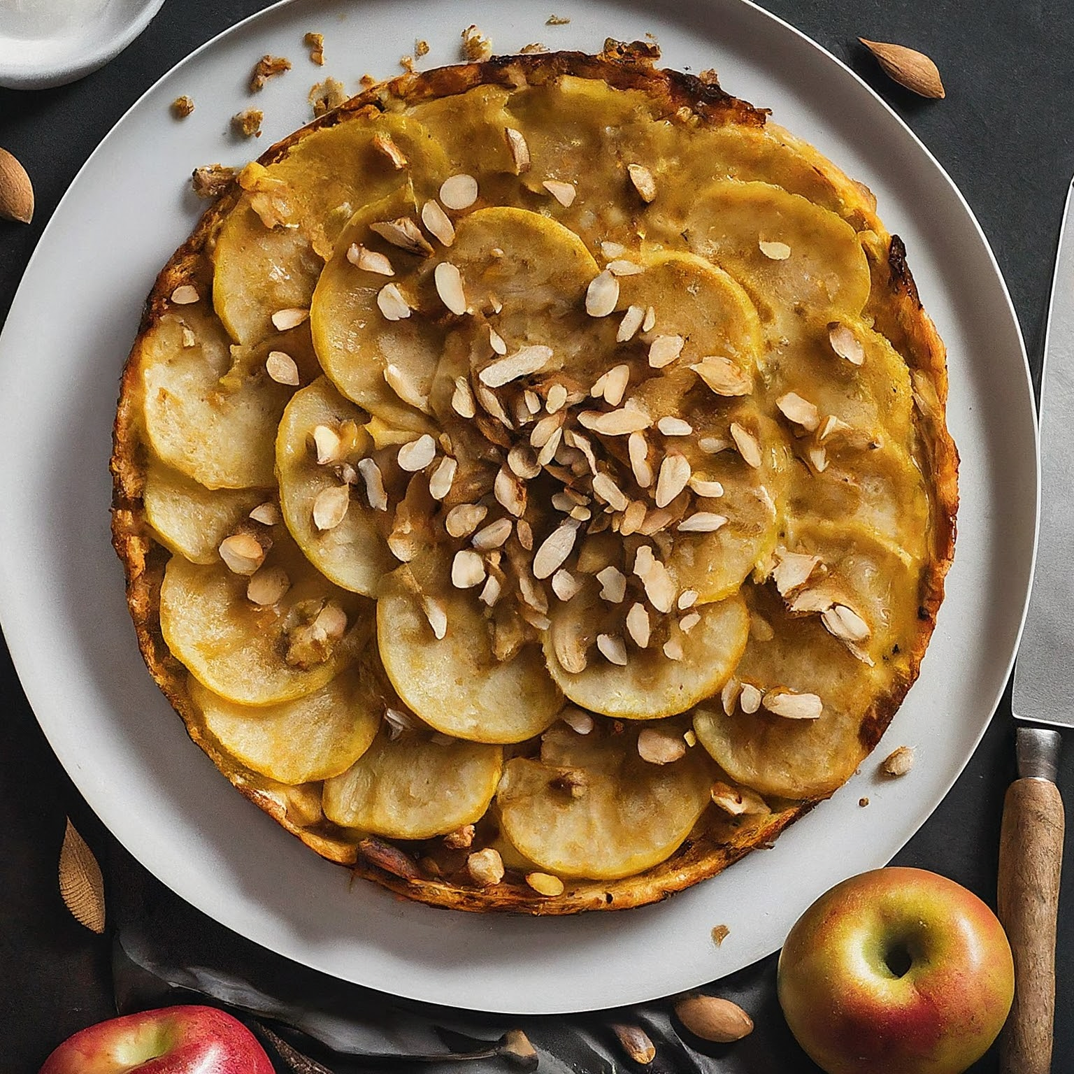 Unsichtbarer-Apfelkuchen-–-Gateau-Invisible-Aux-Pommes-mit-Salzkaramell-und-Mandeln Unsichtbarer Apfelkuchen – Gateau Invisible Aux Pommes mit Salzkaramell und Mandeln