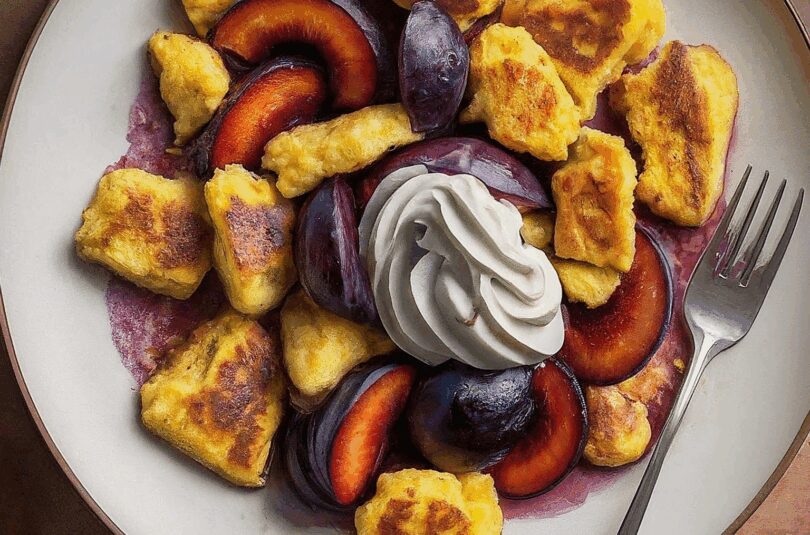 Veganer-Kaiserschmarrn-mit-Pflaumen Veganer Kaiserschmarrn mit Pflaumen