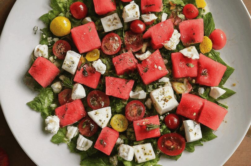 Wassermelone Einfrieren – Wassermelonensalat mit Feta, Gurke und Tomaten
