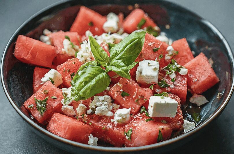 Wassermelonen Feta Salat Rezept – Wassermelonensalat Mit Feta Gurke Und Tomaten