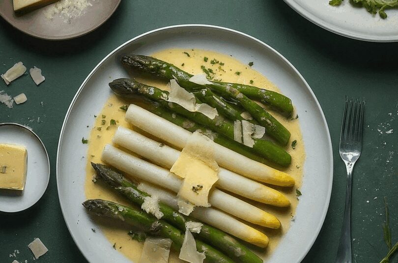 Weißer Spargel mit Butter und Parmesan