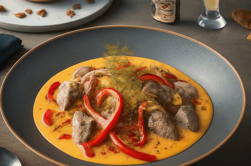 Zartweizen-mit-Paprika-und-Haehnchenfleisch Zartweizen mit Paprika und Hähnchenfleisch