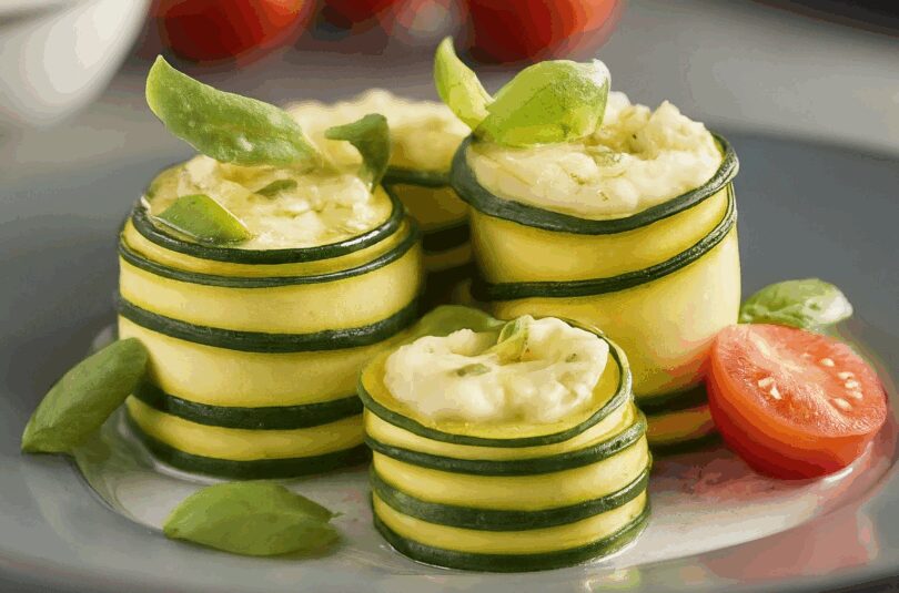 Zucchiniröllchen mit Schafskäse oder Mozzarella