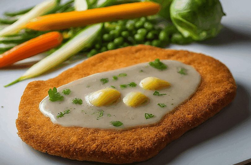 Zwiebel Sahne-Schnitzel mit Zwiebelsuppe